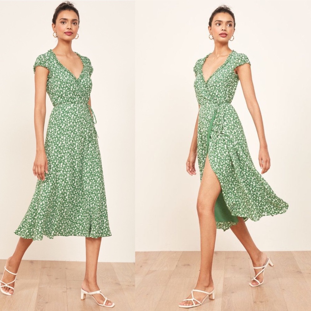 Reformation Floral Wrap Dress, XS